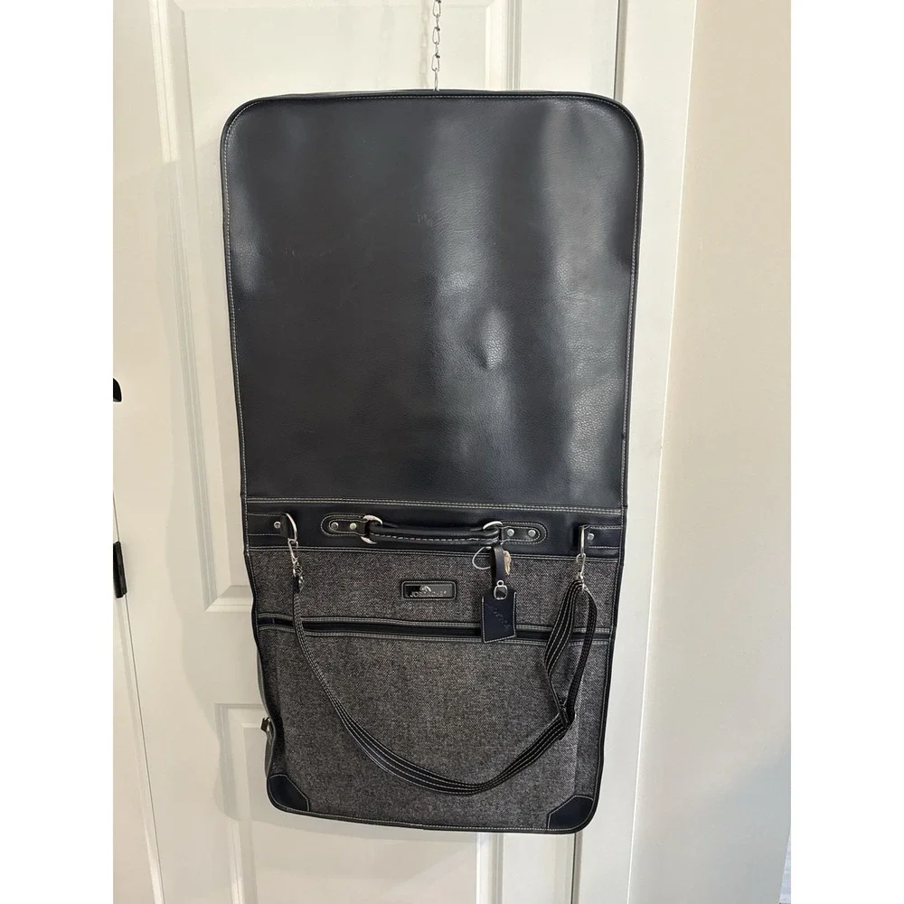 Vintage Jordache Garment Bag Suit‎ Carrier Travel Bag W/ Key Strap Tag Gray